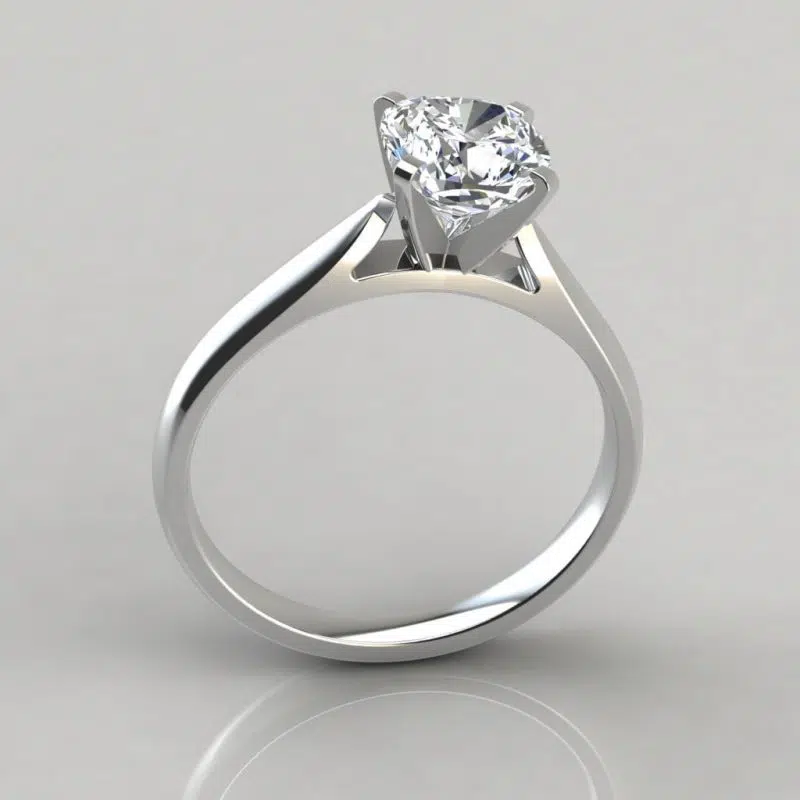 Tapered Cathedral Cushion Cut Engagement Ring