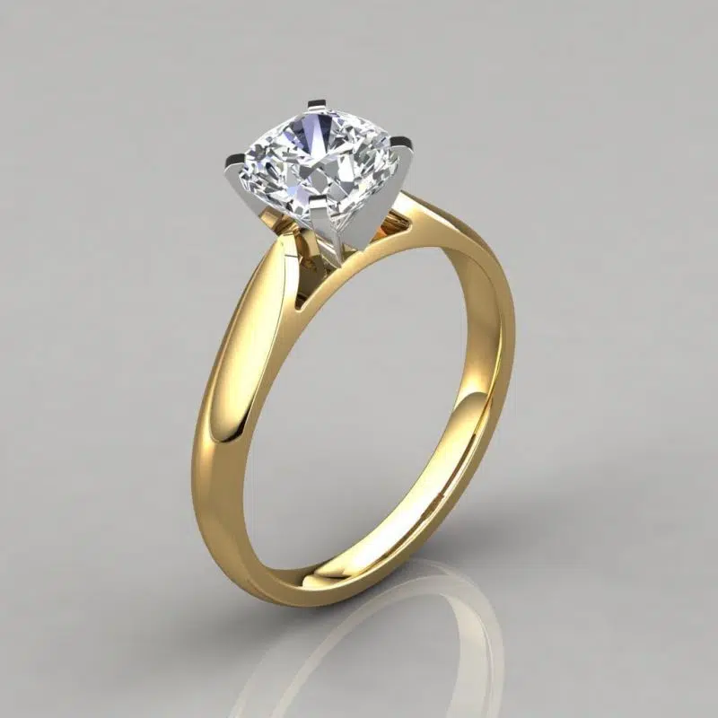 Tapered Cathedral Cushion Cut Engagement Ring