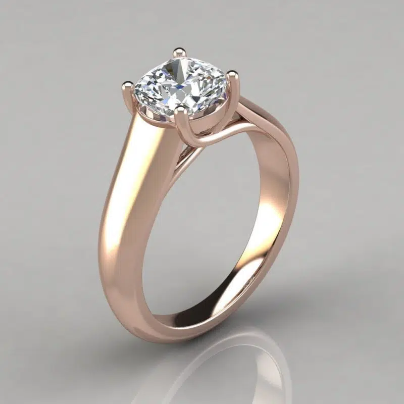 Lucida Wide Band Cushion Cut Solitaire Moissanite Engagement Ring