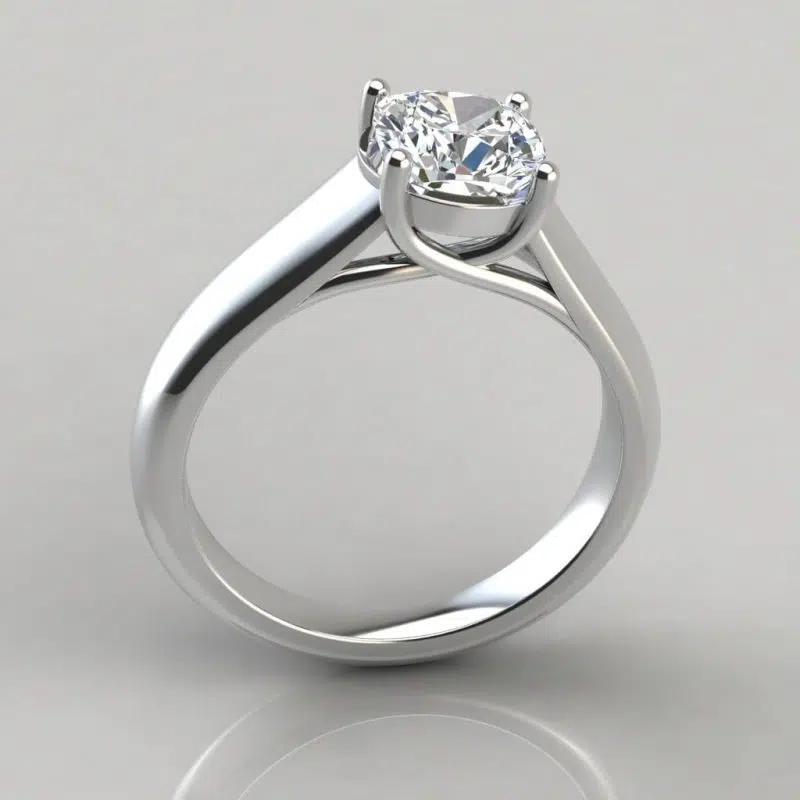Lucida Wide Band Cushion Cut Solitaire Moissanite Engagement Ring