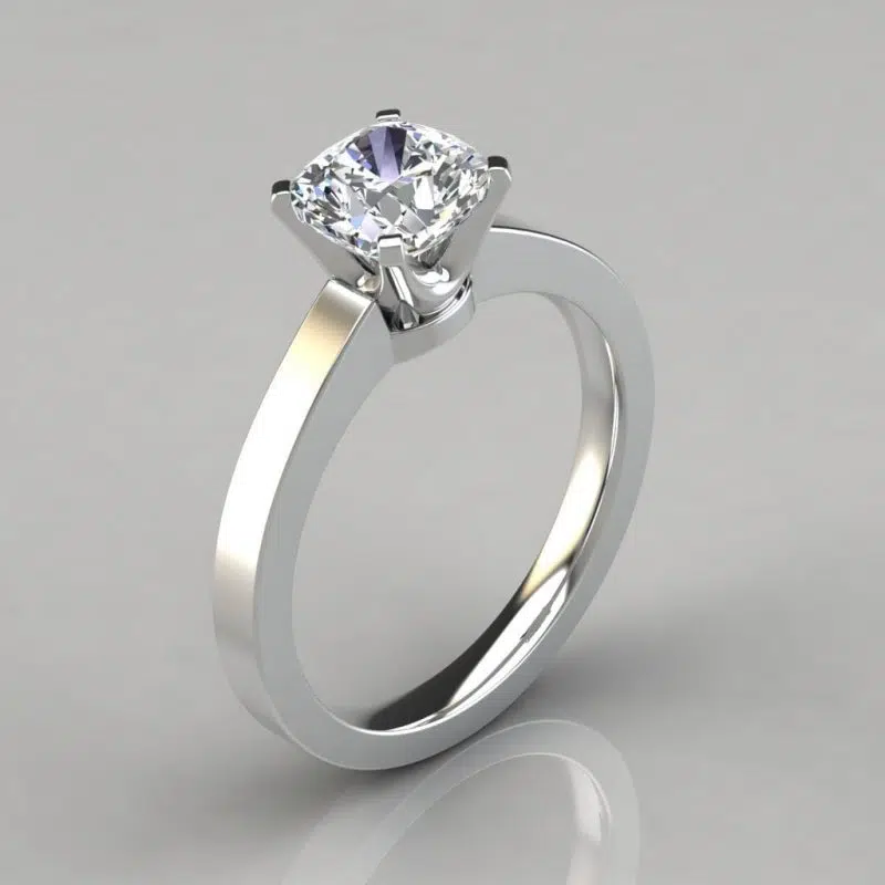 Novo Cushion Cut Solitaire Moissanite Engagement Ring