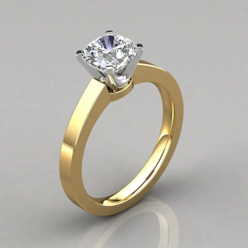 Novo Cushion Cut Solitaire Moissanite Engagement Ring
