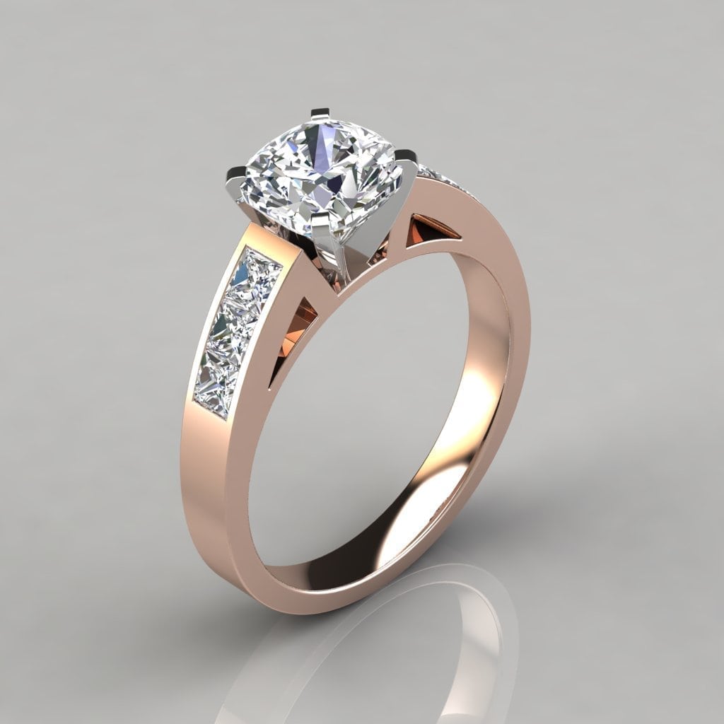 Channel Set Cushion Cut Moissanite Engagement Ring | Forever Moissanite