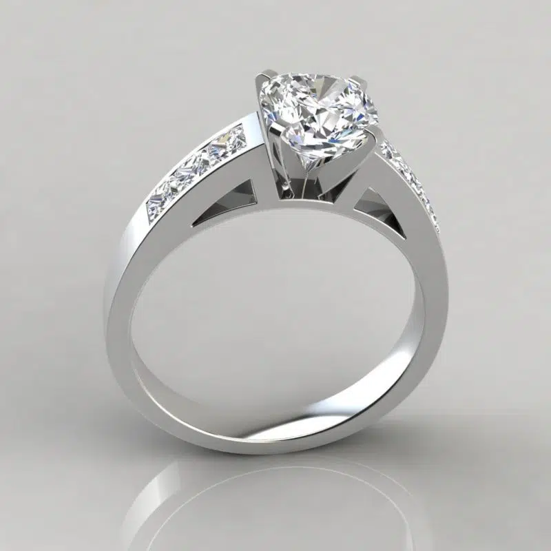 Channel Set Cushion Cut Engagement Ring