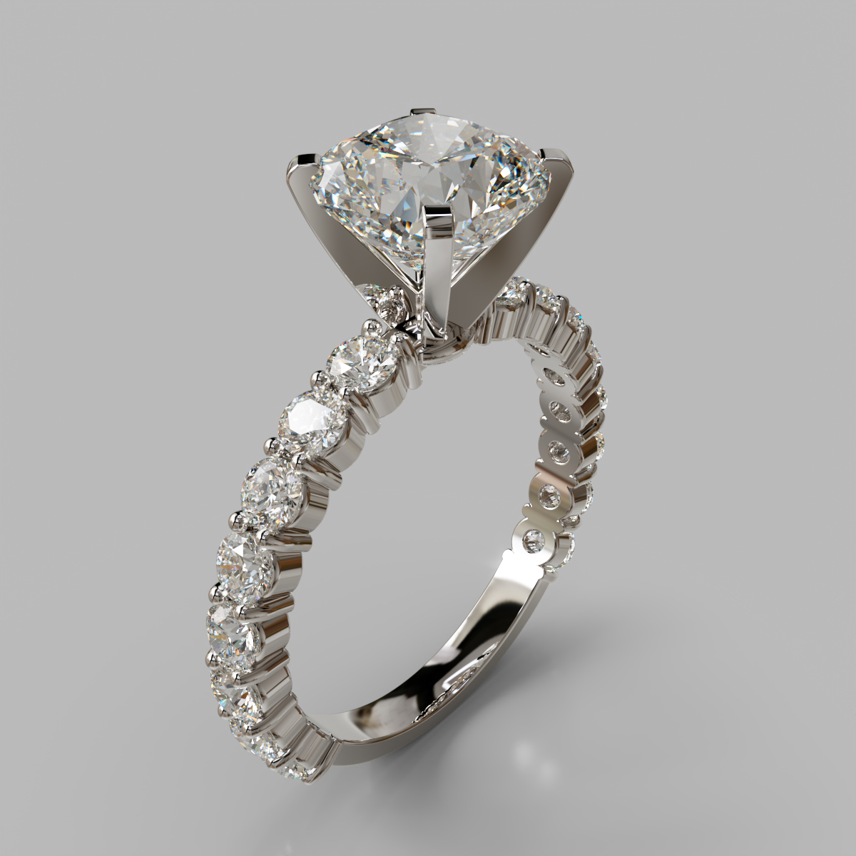 Cushion Cut Common Prong Moissanite Engagement Ring