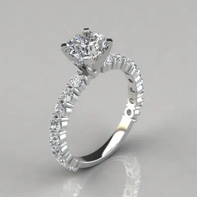 Cushion Cut Common Prong Moissanite Engagement Ring