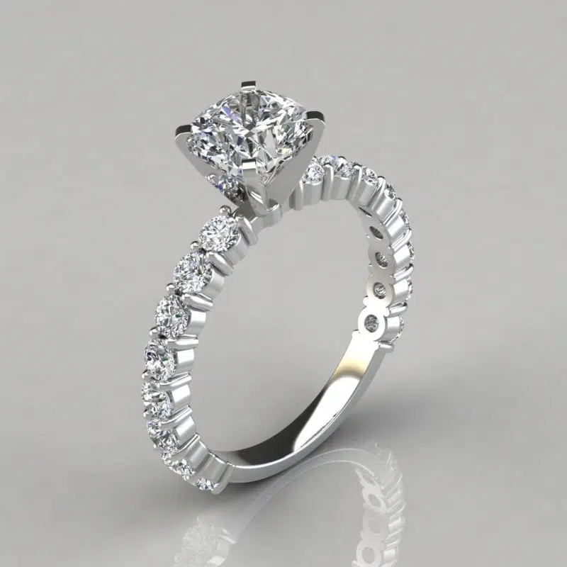 Cushion Cut Common Prong Moissanite Engagement Ring