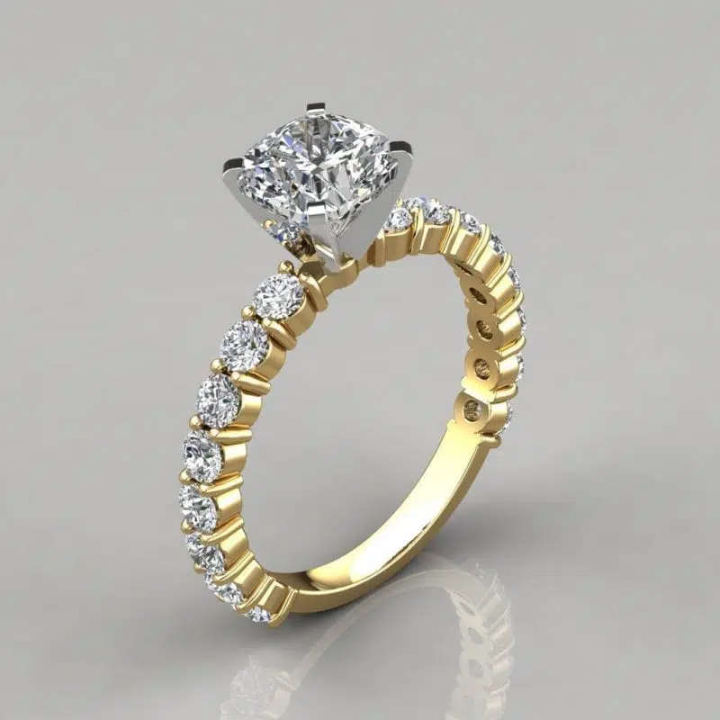 Cushion Cut Common Prong Moissanite Engagement Ring