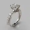 Shared Prong Cushion Cut Moissanite Engagement Ring