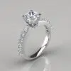 Shared Prong Cushion Cut Moissanite Engagement Ring