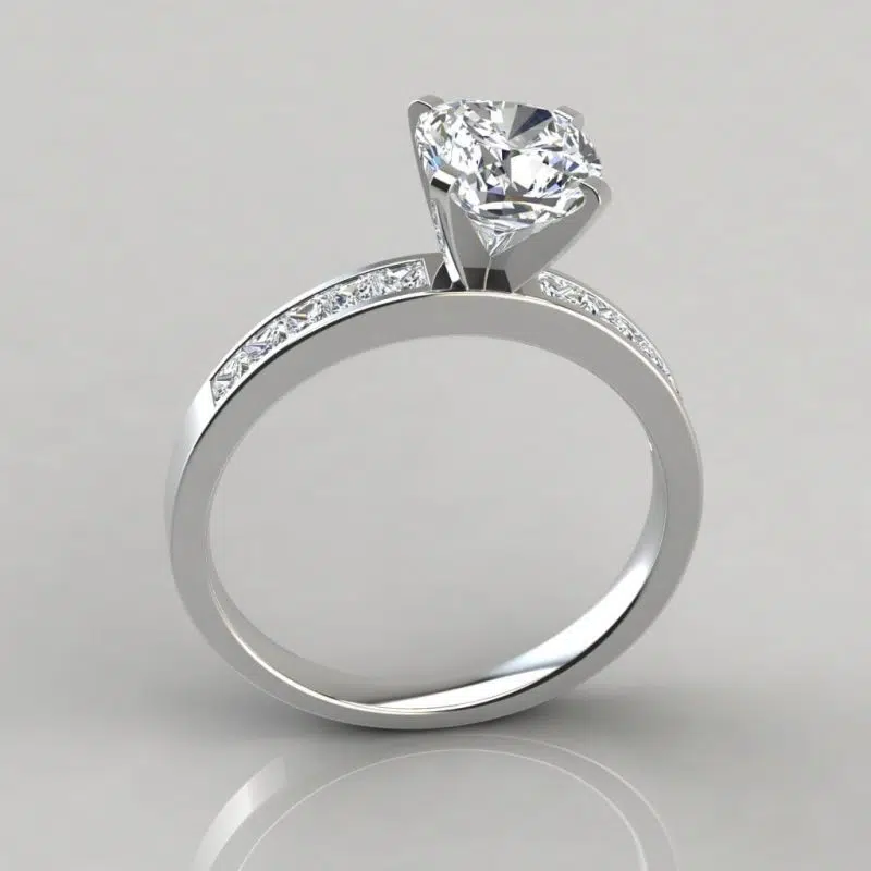 Channel Set Cushion Cut Moissanite Engagement Ring