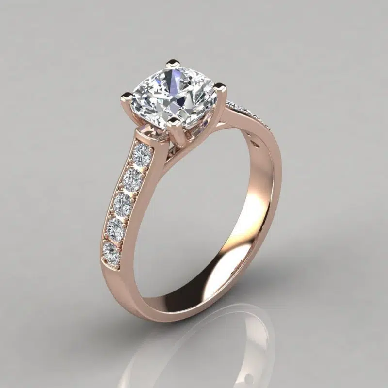 Cushion Cut Cross Prong Moissanite Engagement Ring