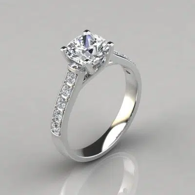 Cushion Cut Cross Prong Moissanite Engagement Ring