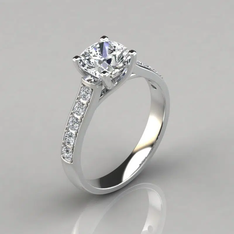 Cushion Cut Cross Prong Moissanite Engagement Ring