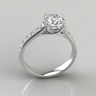 Cushion-Cut Cross Prong Moissanite Engagement Ring