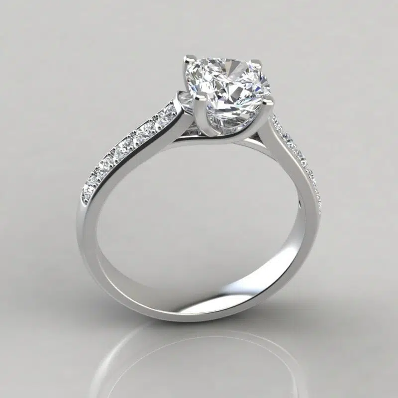 Cushion Cut Cross Prong Moissanite Engagement Ring