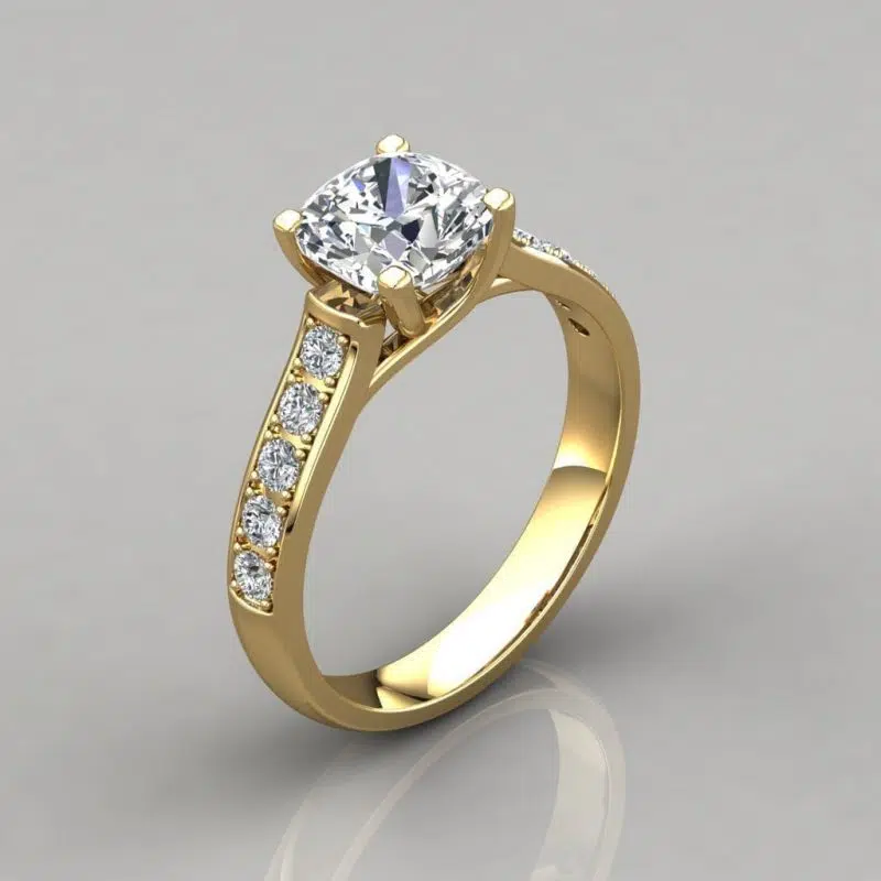 Cushion Cut Cross Prong Moissanite Engagement Ring