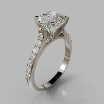 Cushion Cut Tall Cathedral Moissanite Engagement Ring Cushion Cut Tall Cathedral Moissanite Engagement Ring