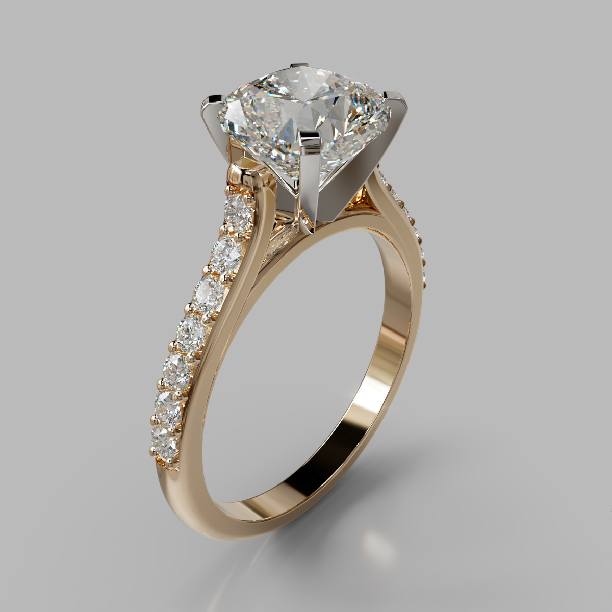 Cushion Cut Tall Cathedral Moissanite Engagement Ring Cushion Cut Tall Cathedral Moissanite Engagement Ring