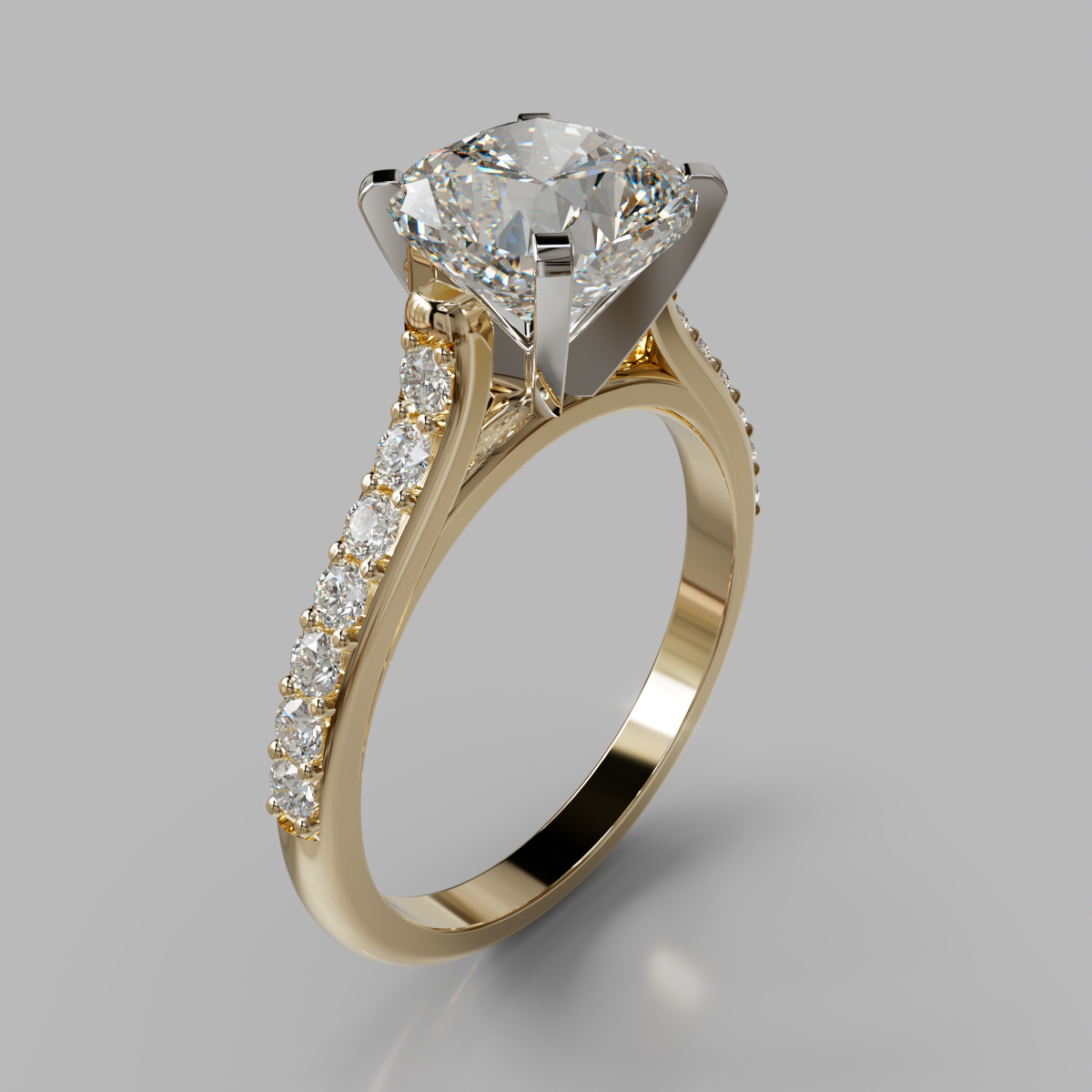 Cushion Cut Tall Cathedral Moissanite Engagement Ring Cushion Cut Tall Cathedral Moissanite Engagement Ring
