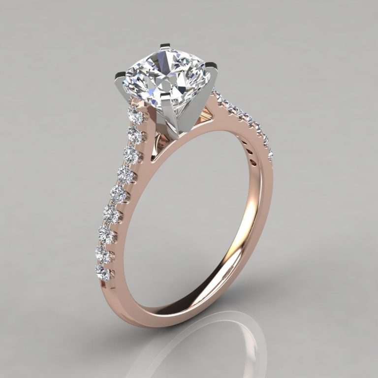 Cushion-Cut Tall Cathedral Moissanite Engagement Ring