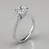 Cushion Cut Tall Cathedral Moissanite Engagement Ring