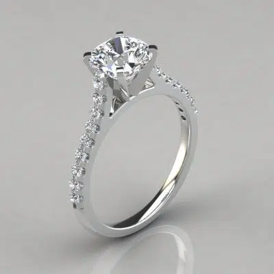 Cushion Cut Tall Cathedral Moissanite Engagement Ring