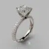 Micro Pave Cushion Cut Moissanite Engagement Ring