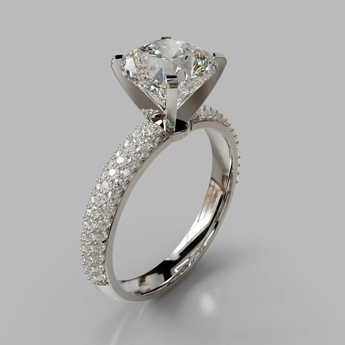 Micro Pave Cushion Cut Moissanite Engagement Ring Micro Pave Cushion Cut Moissanite Engagement Ring