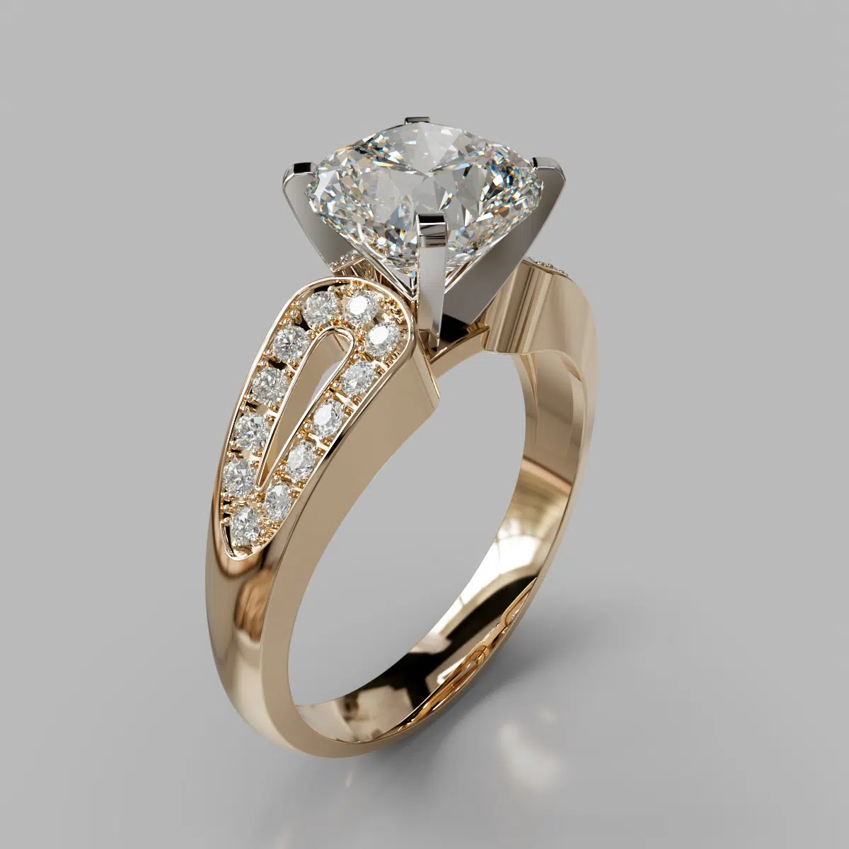 Split Shank Vintage Cushion Cut Moissanite Engagement Ring Split Shank Vintage Cushion Cut Moissanite Engagement Ring