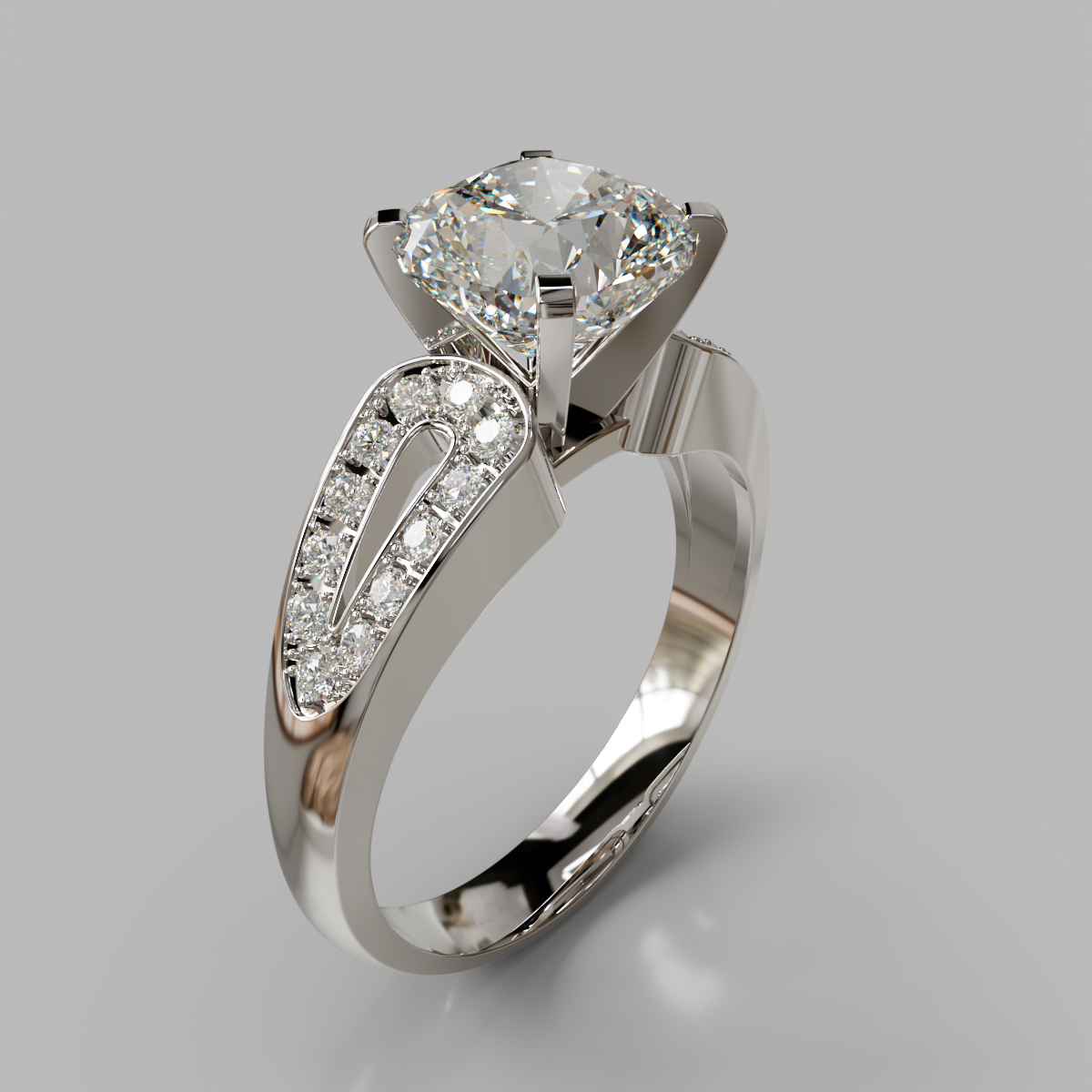Split Shank Vintage Cushion Cut Moissanite Engagement Ring