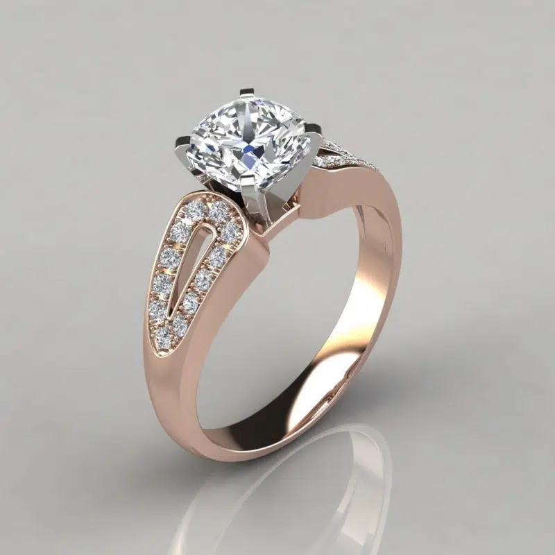 Split Shank Vintage Cushion Cut Moissanite Engagement Ring