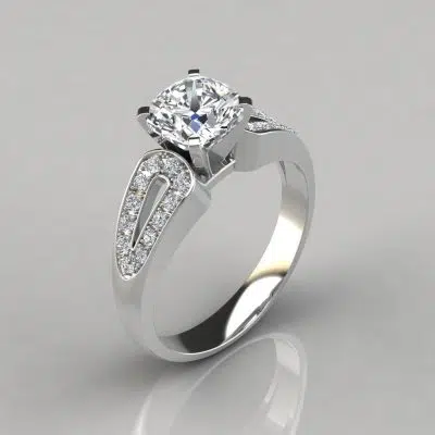 Split Shank Vintage Cushion Cut Moissanite Engagement Ring