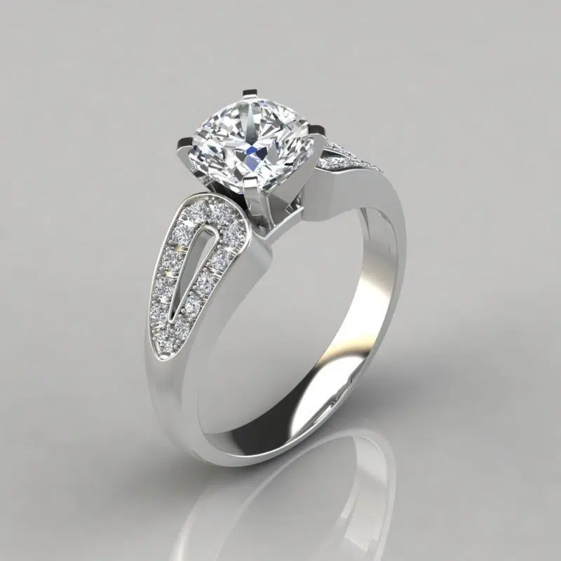 Split Shank Vintage Cushion Cut Moissanite Engagement Ring