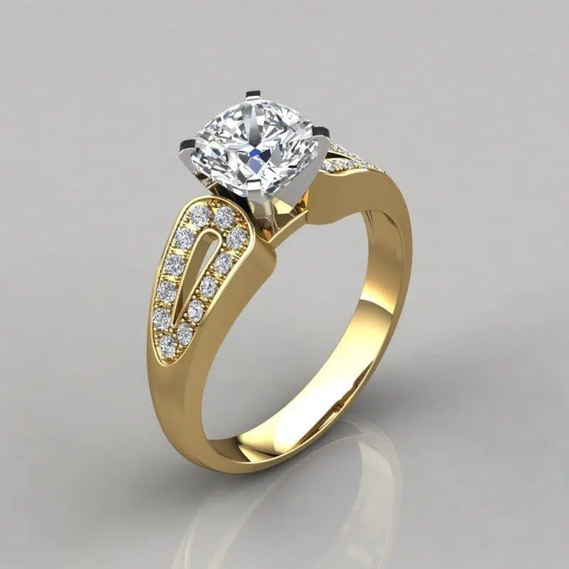 Split Shank Vintage Cushion Cut Moissanite Engagement Ring