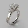 Vintage Floral Design Cushion Cut Moissanite Engagement Ring