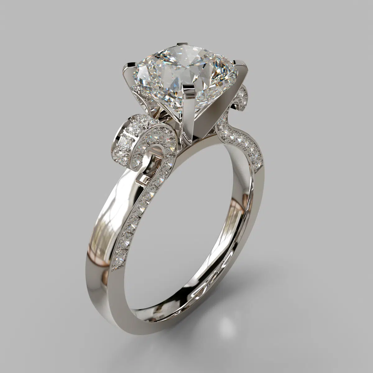 Vintage Floral Design Cushion Cut Moissanite Engagement Ring Vintage Floral Design Cushion Cut Moissanite Engagement Ring