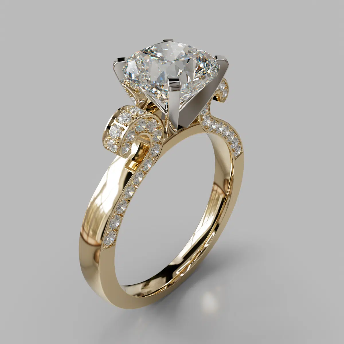 Vintage Floral Design Cushion Cut Moissanite Engagement Ring Vintage Floral Design Cushion Cut Moissanite Engagement Ring