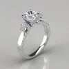 Vintage Floral Design Cushion Cut Moissanite Engagement Ring