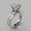 Graduated Pave Cushion Cut Moissanite Engagement Ring