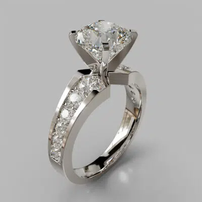 Graduated Pave Cushion Cut Moissanite Engagement Ring Graduated Pave Cushion Cut Moissanite Engagement Ring