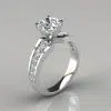 Graduated Pave Cushion Cut Moissanite Engagement Ring
