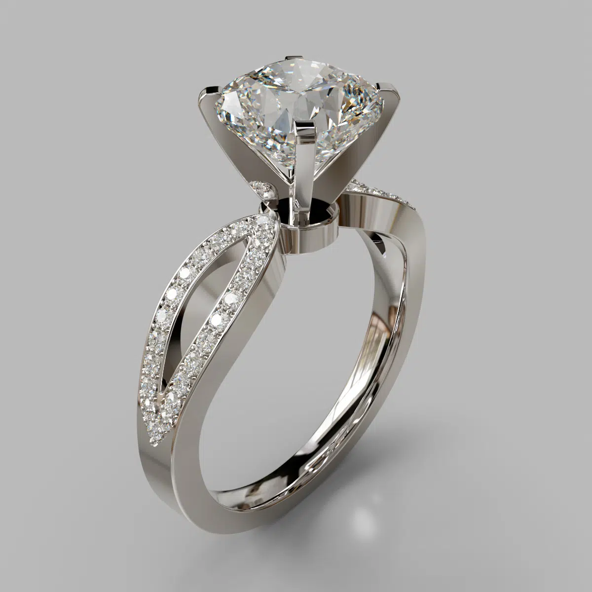 Cushion Cut Split Shank Micro Pave Moissanite Engagement Ring Cushion Cut Split Shank Micro Pave Moissanite Engagement Ring