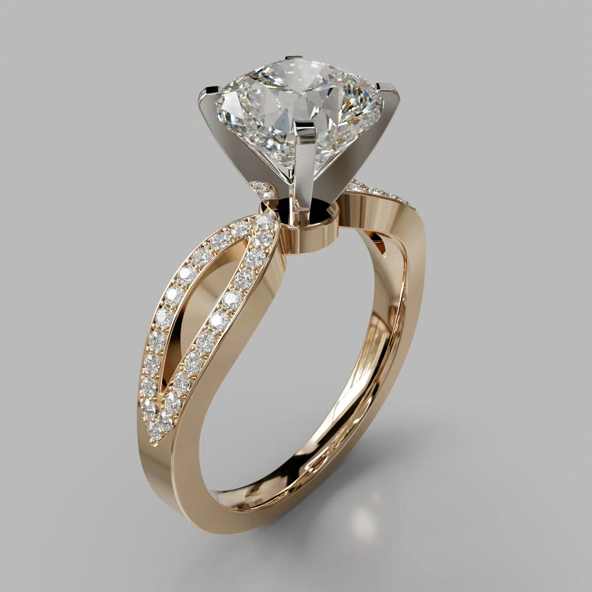 Cushion Cut Split Shank Micro Pave Moissanite Engagement Ring Cushion Cut Split Shank Micro Pave Moissanite Engagement Ring