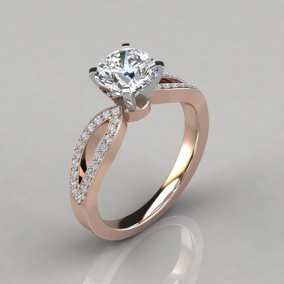 Cushion Cut Split Shank Micro Pave Moissanite Engagement Ring | Forever ...