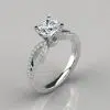 Cushion Cut Split Shank Micro Pave Moissanite Engagement Ring