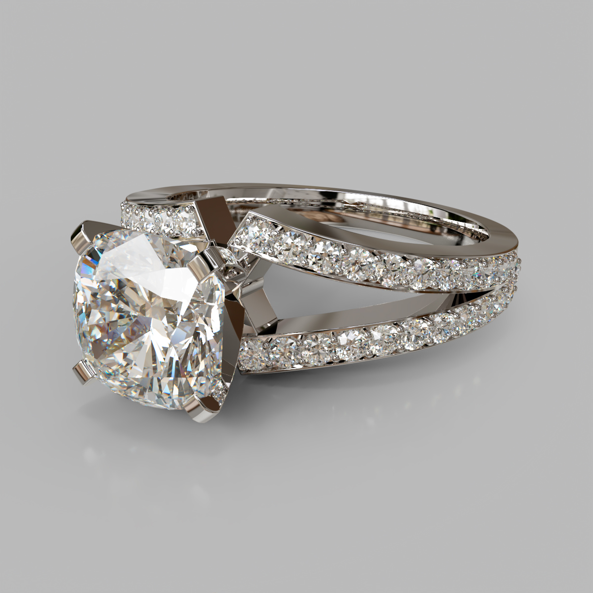 Split Shank Pave Cushion Cut Moissanite Engagement Ring Split Shank Pave Cushion Cut Moissanite Engagement Ring