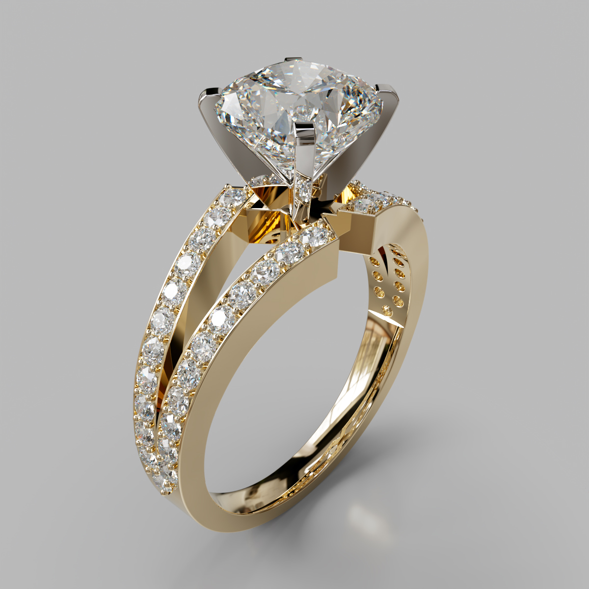 Split Shank Pave Cushion Cut Moissanite Engagement Ring Split Shank Pave Cushion Cut Moissanite Engagement Ring