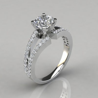 Details about   1 Ct Round Cut White Moissanite Split Shank Engagement Ring 14K White Gold Over
