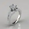 Split Shank Pave Cushion Cut Moissanite Engagement Ring